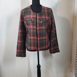 Boston Design Pink & Brown Plaid Jacket